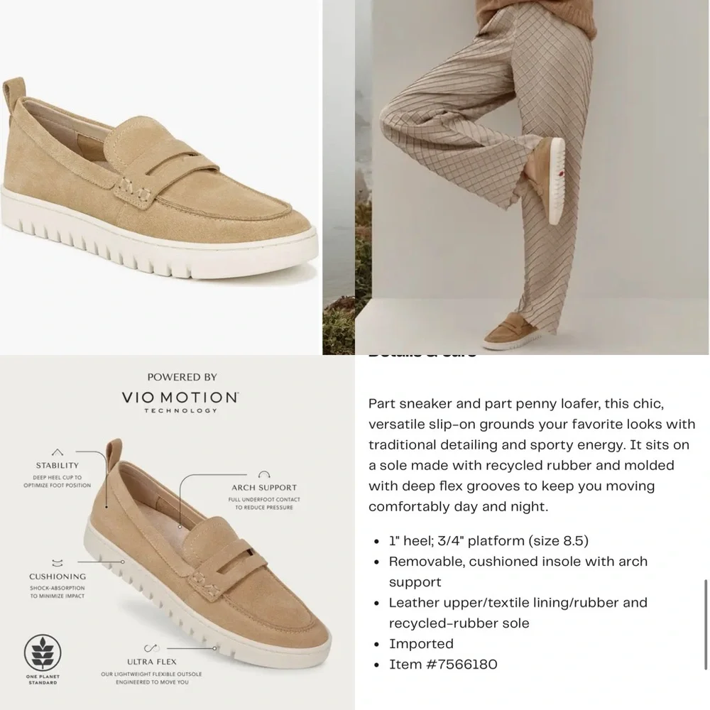 Vionic Uptown Hybrid Sand Suede Lug Sole Comfort Loafers 9 Classic Preppy Sporty - Picture 15 of 15